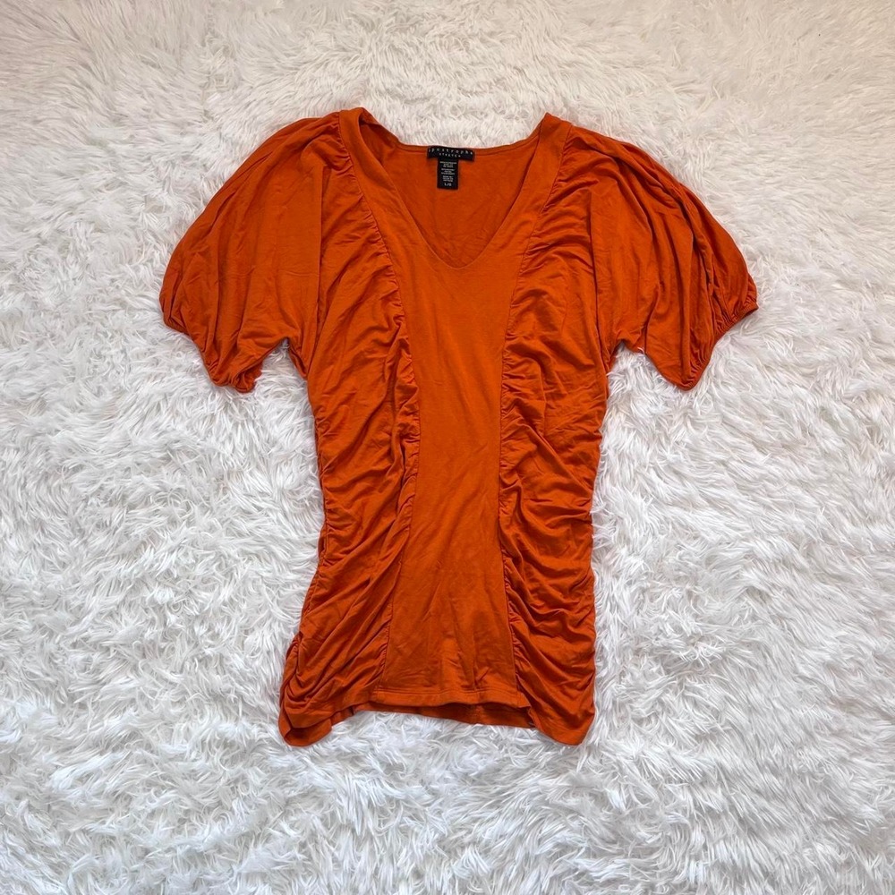 y2k orange slouchy ruched top large